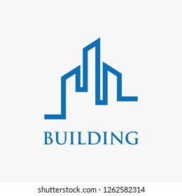 Modern building and home logo template. Real estate icon in line style
