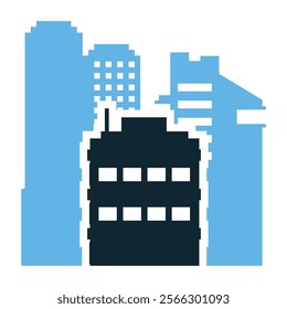 Modern Building Icon - Minimalist Urban Architecture Design of Residential and Commercial Buildings for Real Estate, Construction, and City Development Projects