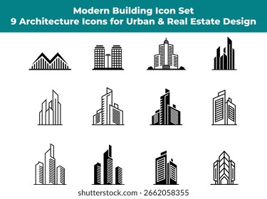 Modern Building Icon Set. Architecture Icons for Urban and Real Estate Design.