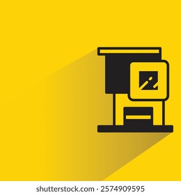 modern building icon with shadow on yellow background