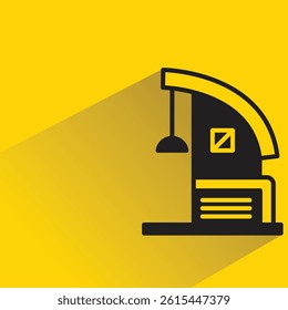 modern building icon with shadow on yellow background