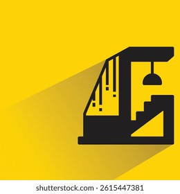 modern building icon with shadow on yellow background
