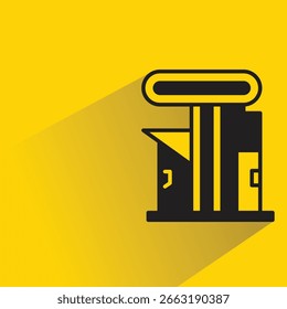 modern building icon with shadow on yellow background