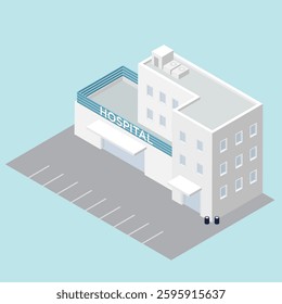 Modern building illustration designed in 2.5D style