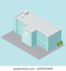 Modern building illustration designed in 2.5D style