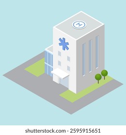 Modern building illustration designed in 2.5D style