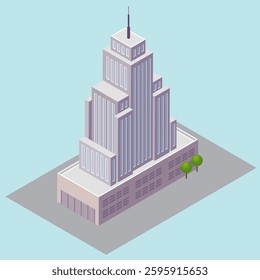Modern building illustration designed in 2.5D style