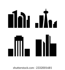 Modern building landscape silhouette outline logo background