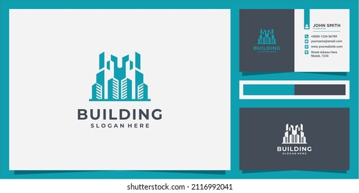 modern building logo design concept. modern building logo design icon with business card design