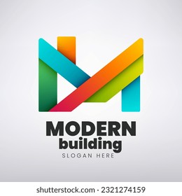 Modern Building Logo Design, Creative Building Company, Vector Illustration