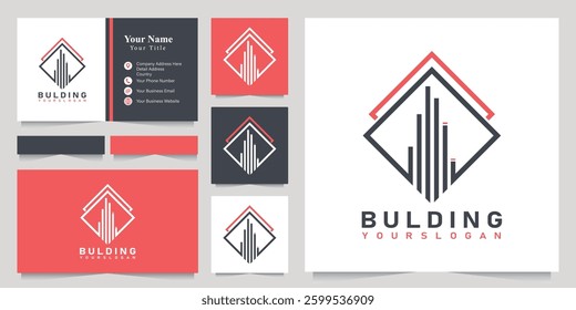 Modern building logo design with home and building style city building Logo and business card design
