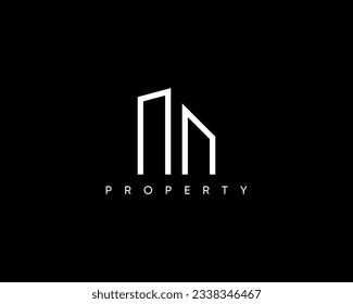Modern building logo design template for business identity. Vector logo with an abstract view of a tall building.