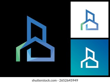 Modelo moderno de design de logotipo de construção com letra B inicial