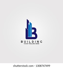 Modern Building logo template with initial B letter , vector logo for business corporate, Architect icon or symbol, build construction, element, illustration -vector