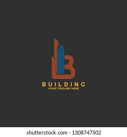 Modern Building logo template with initial B letter , vector logo for business corporate, Architect icon or symbol, build construction, element, illustration -vector
