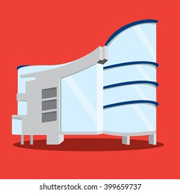 modern building on red screen