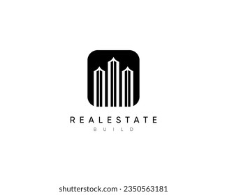 Modern building, planning, structure, apartment, property, construction, architecture and cityscape logo design template.