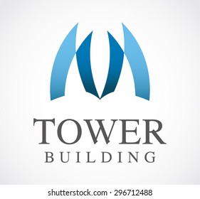 Modern building real estate abstract vector logo design template. Business property icon. Hotel, apartment, resort, mansions company identity symbol concept.