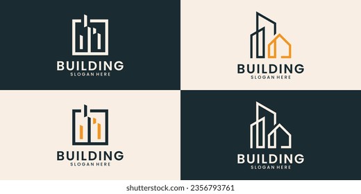 diseño del logotipo de los apartamentos inmobiliarios de construcción moderna