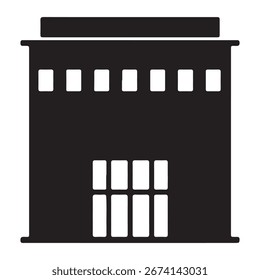 Modern Building Silhouette Graphic with Rectangular Windows and Contemporary Design for Real Estate and Architecture