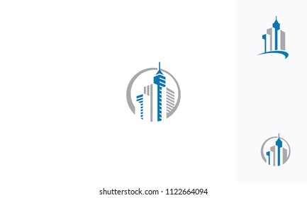 modern building skyline logo icon vector