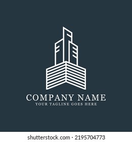 modern building town logo design vector with monogram geometric shape, best for building, construction logo illustration