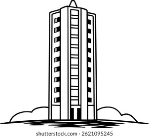 Modern Building vector art icon 