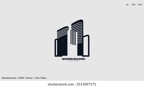 Diseño moderno de la Ilustración vectorial y del logotipo del edificio
