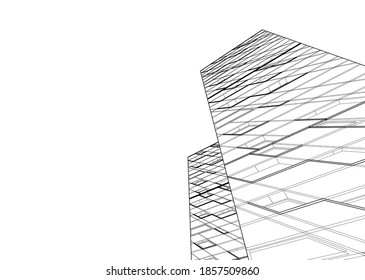 modern buildings architectural drawing 3d