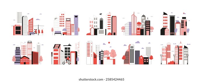 Modern buildings in the city with adequate facilities and wide views, vector illustration.