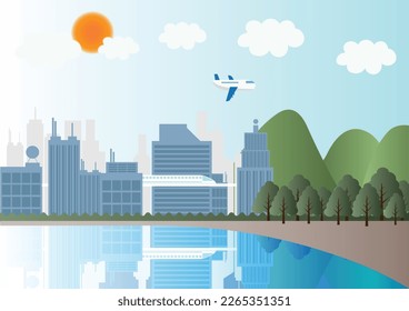 Modern buildings, city and town vector Stock Illustration