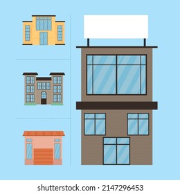 icono de edificios modernos sobre fondo azul