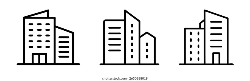  modern buildings range of architectural styles icons