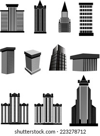 Modern buildings silhouettes set