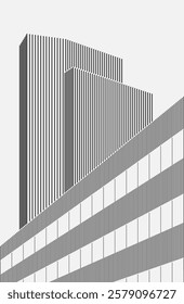 Modern buildings of the urban landscape. Vector illustration. Sketch for creativity.
