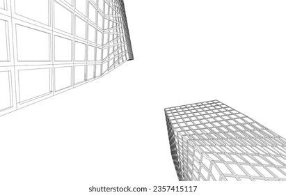 Ilustración vectorial 3d de edificios modernos