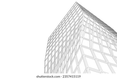 Ilustración vectorial 3d de edificios modernos