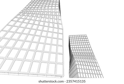Modern buildings vector 3d illustration