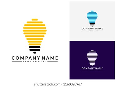 Modern Bulb logo designs concept, Pixel Technology Bulb Idea logo template