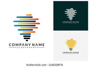 Modern Bulb logo designs concept, Pixel Technology Bulb Idea logo template