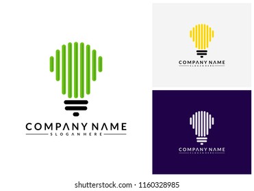 Modern Bulb logo designs concept, Pixel Technology Bulb Idea logo template