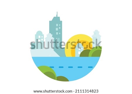 Modern bulding design in circle concept art