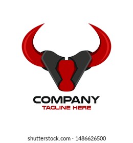 Modern bull head logo. Vector illustration.