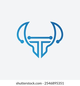 Ilustración vectorial moderna del logotipo de la Tecnología del toro