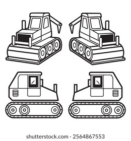 Modern bulldozer line art design 