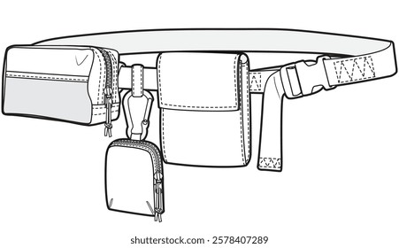 modern bum bag flat sketch vector illustration 