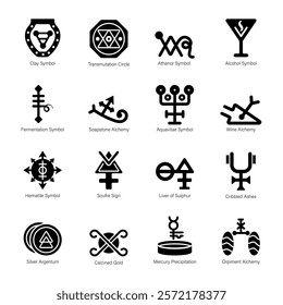 Modern Bundle of Alchemy Elements Solid Icons 

