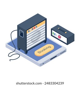 Modern Bundle of Booking Services Isometric Icons 

