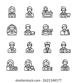 Modern bundle of line icon denoting citizens and professional avatars