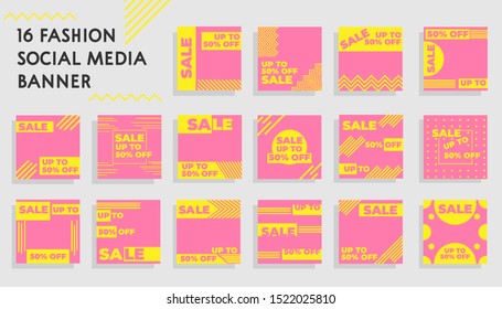 Modern Bundle Pack Social Media Poster and Banner Background Vector. Editable Text and Color.